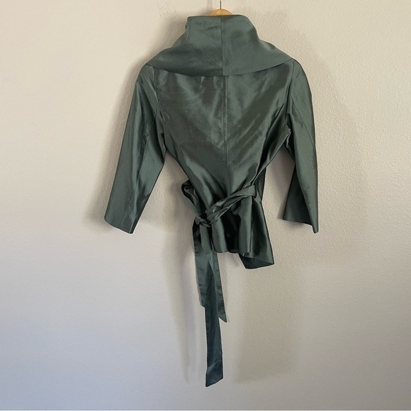 Max Mara Silk 2 Piece Set Wrap Jacket + Pencil Skirt Pianoforte Green Size 4 - Picture 8 of 16